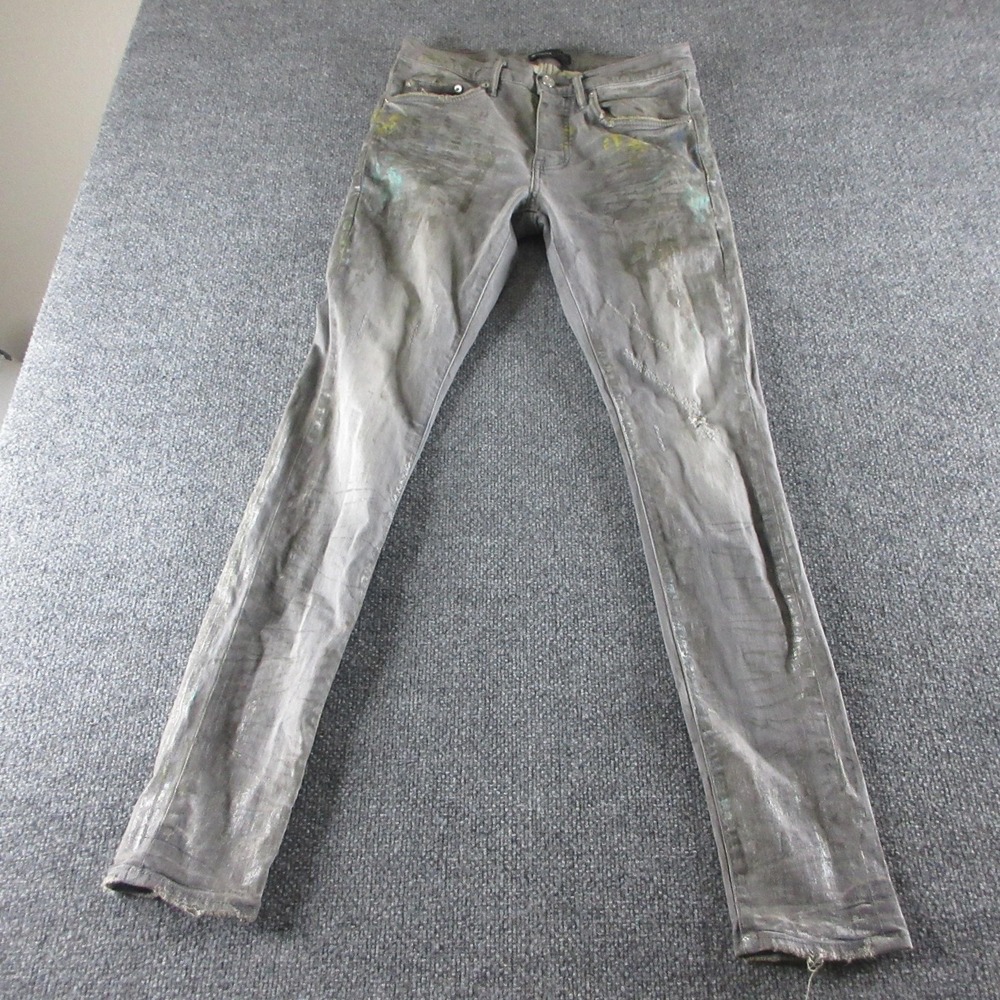 Purple Brand P001 Jeans Mens 31x32 Gray Slim Skinny Medium Wash Distressed Denim